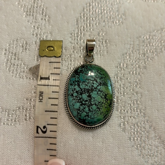 TIBETIAN  TURQUOISE NEW Sterling silver Tibetan turquoise pendant - Picture 5 of 9